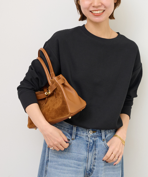 JOURNAL STANDARD relume（ジャーナルスタンダード　レリューム）の「《追加3》TCワッフルロングスリーブTシャツ（Tシャツ/カットソー・レディース・ブラック/ホワイト/ストーン/チョコ・FREE）」の11枚目の写真