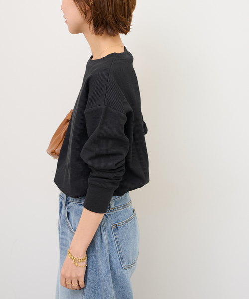 JOURNAL STANDARD relume（ジャーナルスタンダード　レリューム）の「《追加3》TCワッフルロングスリーブTシャツ（Tシャツ/カットソー・レディース・ブラック/ホワイト/ストーン/チョコ・FREE）」の13枚目の写真