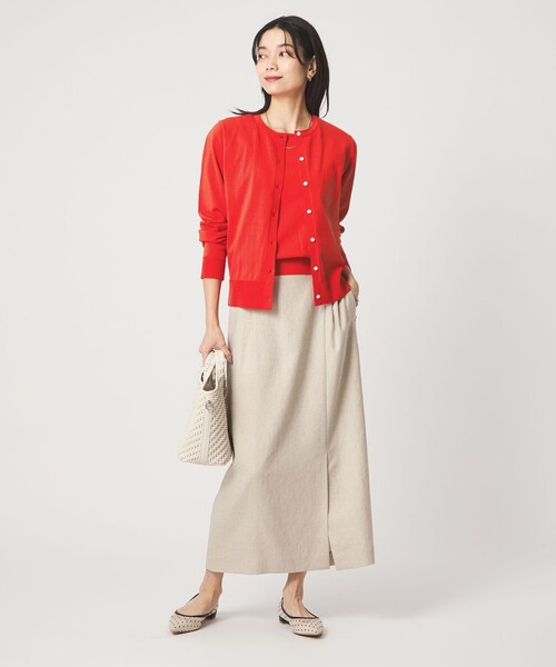 green label relaxing(グリーンレーベルリラクシング)の「HIYOKE クルーネック ニット カーディガン マシンウォッシャブル 接触冷感 UVカット 遮熱(カーディガン/ボレロ・レディース・ホワイト/ライトグレー/ダークブラウン/レッド/ネイビー・FREE)」の21枚目の写真