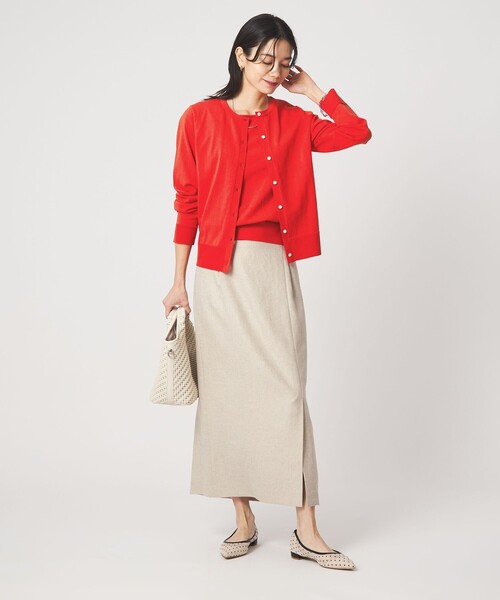 green label relaxing(グリーンレーベルリラクシング)の「HIYOKE クルーネック ニット カーディガン マシンウォッシャブル 接触冷感 UVカット 遮熱(カーディガン/ボレロ・レディース・ホワイト/ライトグレー/ダークブラウン/レッド/ネイビー・FREE)」の22枚目の写真