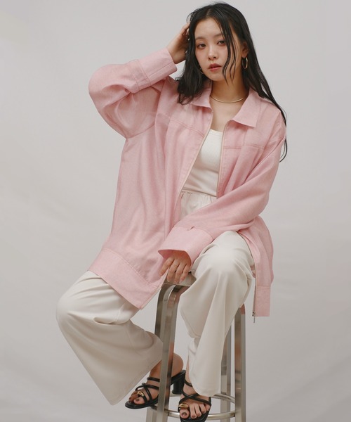 palm RICHE(ポームリシュ)の「シアーデニムシャツJK(その他アウター・レディース・ライトピンク/ブラック/ブルー・M)」の3枚目の写真