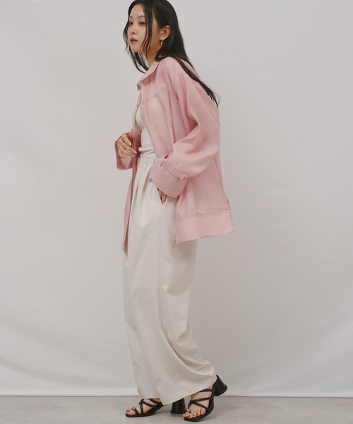 palm RICHE(ポームリシュ)の「シアーデニムシャツJK(その他アウター・レディース・ライトピンク/ブラック/ブルー・M)」の7枚目の写真