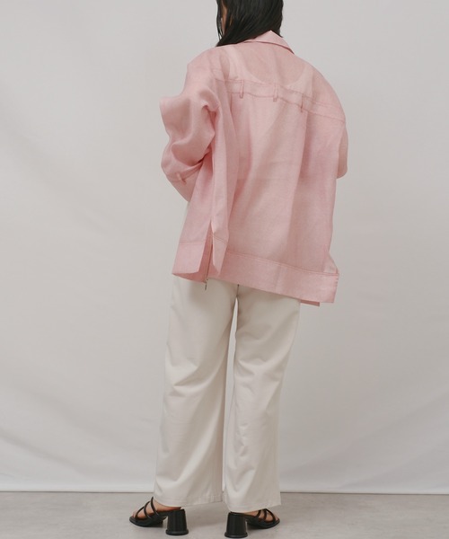 palm RICHE(ポームリシュ)の「シアーデニムシャツJK(その他アウター・レディース・ライトピンク/ブラック/ブルー・M)」の8枚目の写真