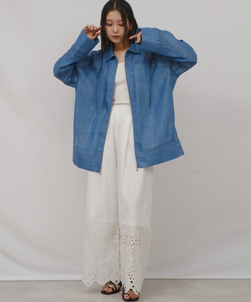 palm RICHE(ポームリシュ)の「シアーデニムシャツJK(その他アウター・レディース・ライトピンク/ブラック/ブルー・M)」の13枚目の写真