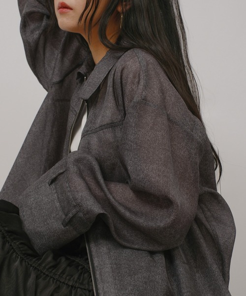 palm RICHE(ポームリシュ)の「シアーデニムシャツJK(その他アウター・レディース・ライトピンク/ブラック/ブルー・M)」の17枚目の写真