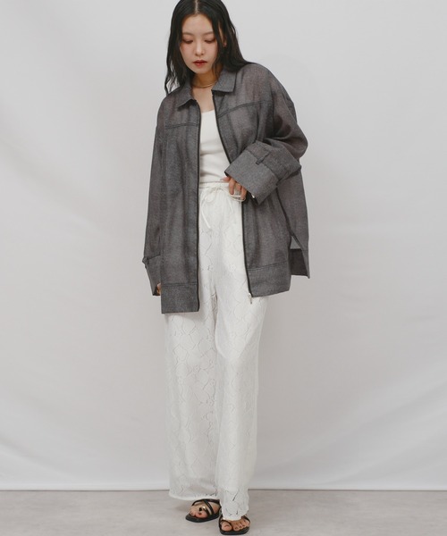 palm RICHE(ポームリシュ)の「シアーデニムシャツJK(その他アウター・レディース・ライトピンク/ブラック/ブルー・M)」の20枚目の写真