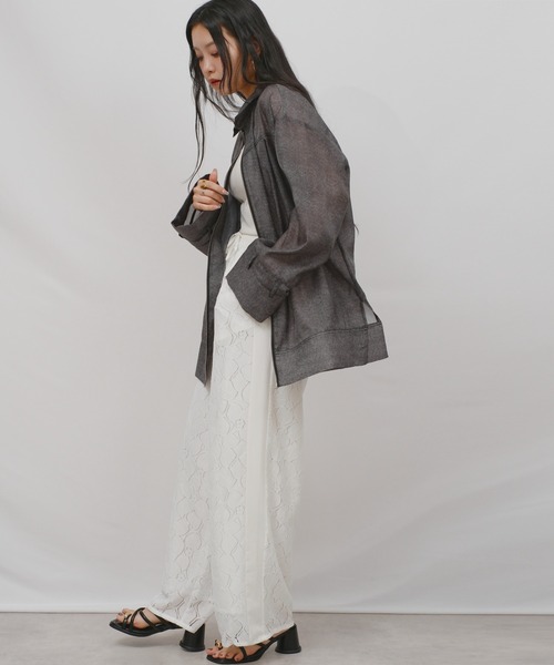 palm RICHE(ポームリシュ)の「シアーデニムシャツJK(その他アウター・レディース・ライトピンク/ブラック/ブルー・M)」の22枚目の写真