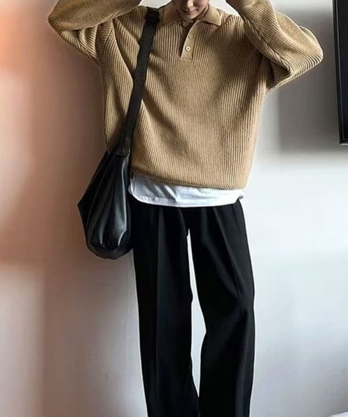 KELVIN(ケルヴァン)の「Loose Fit Polo Knit ルーズフィット ポロニット(ニット/セーター・メンズ・ベージュ/ホワイト/ブラック・MEDIUM/LARGE)」の11枚目の写真