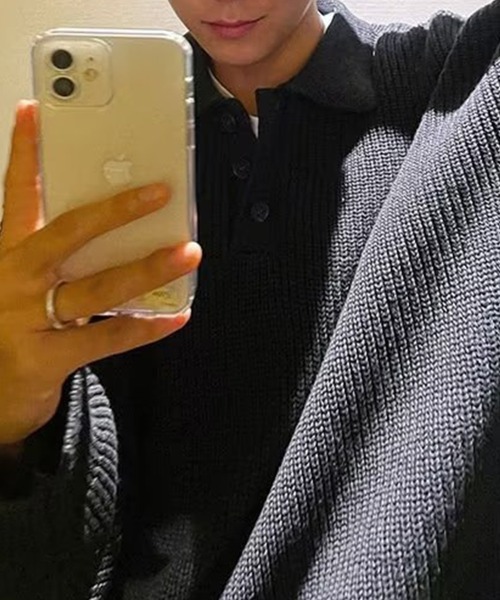 KELVIN(ケルヴァン)の「Loose Fit Polo Knit ルーズフィット ポロニット(ニット/セーター・メンズ・ベージュ/ホワイト/ブラック・MEDIUM/LARGE)」の20枚目の写真