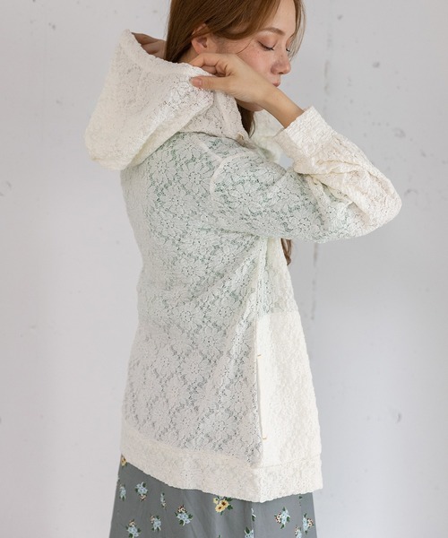 POU DOU DOU（プードゥドゥ）の「ストレッチレースパーカー（パーカー・レディース・アイボリー/ブラック・3）」の22枚目の写真