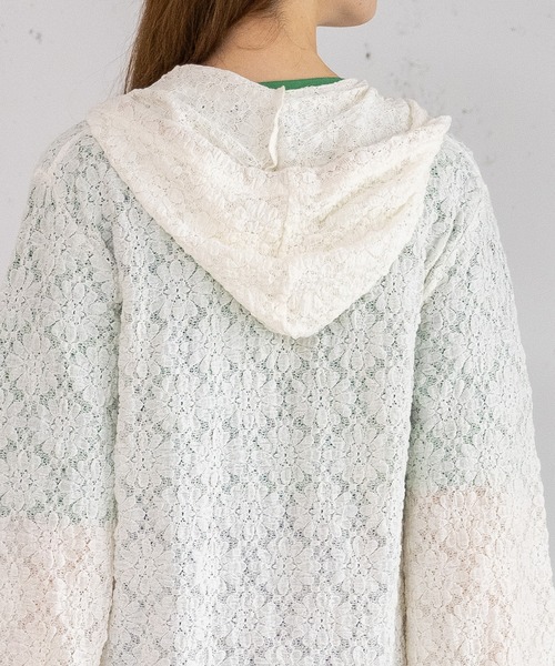 POU DOU DOU（プードゥドゥ）の「ストレッチレースパーカー（パーカー・レディース・アイボリー/ブラック・3）」の4枚目の写真