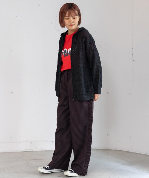 POU DOU DOU（プードゥドゥ）の「ストレッチレースパーカー（パーカー・レディース・アイボリー/ブラック・3）」の6枚目の写真