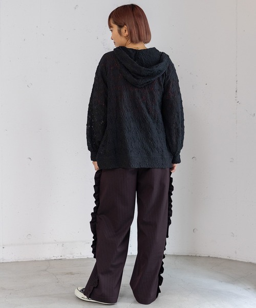 POU DOU DOU（プードゥドゥ）の「ストレッチレースパーカー（パーカー・レディース・アイボリー/ブラック・3）」の7枚目の写真