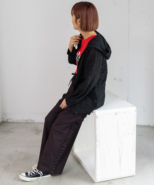 POU DOU DOU（プードゥドゥ）の「ストレッチレースパーカー（パーカー・レディース・アイボリー/ブラック・3）」の8枚目の写真