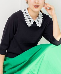 NOLLEY’S | 《手洗い可能》襟レース取り外し6分袖プルオーバー(ニット/セーター)