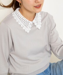 【WEB&一部店舗限定カラー】《手洗い可能》襟レース取り外し6分袖プルオーバー