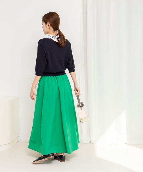 NOLLEY’S(ノーリーズ)の「《手洗い可能》襟レース取り外し6分袖プルオーバー(ニット/セーター・レディース・ネイビー/ライトグレー/ベビーピンク/ブラック・38)」の5枚目の写真