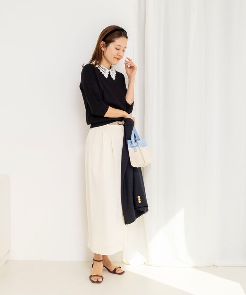 NOLLEY’S(ノーリーズ)の「《手洗い可能》襟レース取り外し6分袖プルオーバー(ニット/セーター・レディース・ネイビー/ライトグレー/ベビーピンク/ブラック・38)」の19枚目の写真