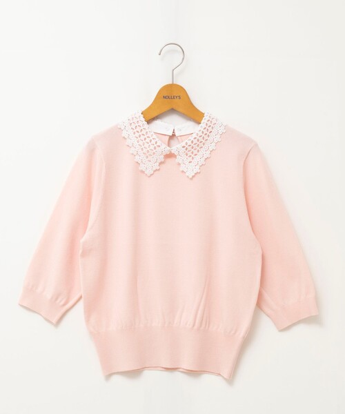 NOLLEY’S(ノーリーズ)の「【WEB&一部店舗限定カラー】《手洗い可能》襟レース取り外し6分袖プルオーバー(ニット/セーター・レディース・ネイビー/ライトグレー/ベビーピンク/ブラック・38)」の15枚目の写真