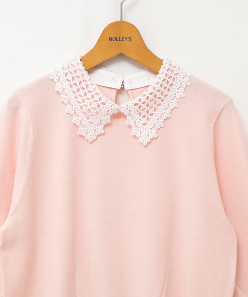 NOLLEY’S(ノーリーズ)の「【WEB&一部店舗限定カラー】《手洗い可能》襟レース取り外し6分袖プルオーバー(ニット/セーター・レディース・ネイビー/ライトグレー/ベビーピンク/ブラック・38)」の14枚目の写真