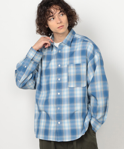 Purple&Yellow（パープルアンドイエロー）の「オンブレーチェックシャツ（シャツ/ブラウス・メンズ・ブラック/サックスブルー・SMALL/MEDIUM/LARGE）」の2枚目の写真