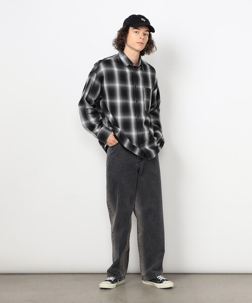 Purple&Yellow（パープルアンドイエロー）の「オンブレーチェックシャツ（シャツ/ブラウス・メンズ・ブラック/サックスブルー・SMALL/MEDIUM/LARGE）」の5枚目の写真