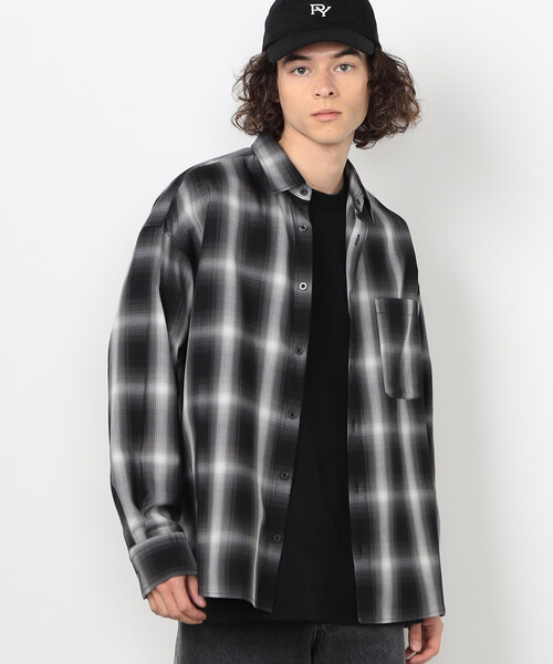 Purple&Yellow（パープルアンドイエロー）の「オンブレーチェックシャツ（シャツ/ブラウス・メンズ・ブラック/サックスブルー・SMALL/MEDIUM/LARGE）」の7枚目の写真