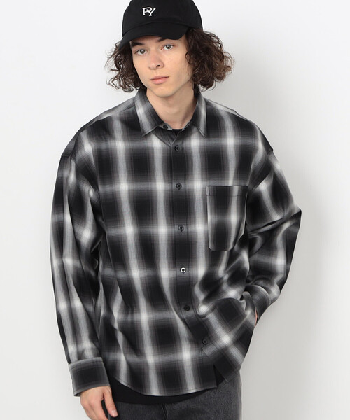 Purple&Yellow（パープルアンドイエロー）の「オンブレーチェックシャツ（シャツ/ブラウス・メンズ・ブラック/サックスブルー・SMALL/MEDIUM/LARGE）」の8枚目の写真