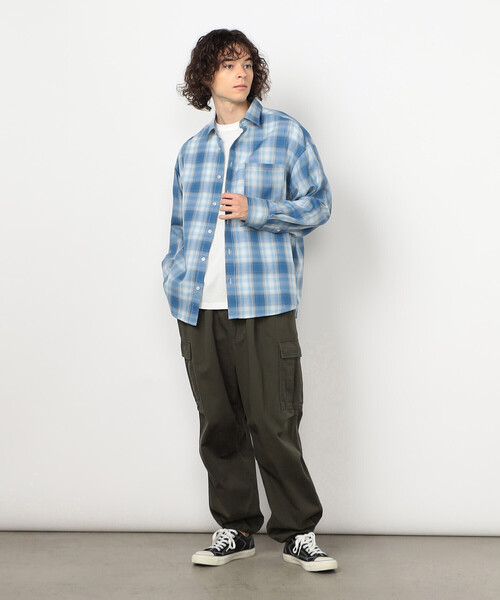 Purple&Yellow（パープルアンドイエロー）の「オンブレーチェックシャツ（シャツ/ブラウス・メンズ・ブラック/サックスブルー・SMALL/MEDIUM/LARGE）」の9枚目の写真