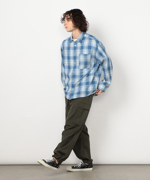 Purple&Yellow（パープルアンドイエロー）の「オンブレーチェックシャツ（シャツ/ブラウス・メンズ・ブラック/サックスブルー・SMALL/MEDIUM/LARGE）」の10枚目の写真