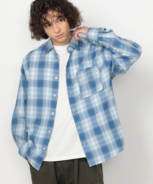 Purple&Yellow（パープルアンドイエロー）の「オンブレーチェックシャツ（シャツ/ブラウス・メンズ・ブラック/サックスブルー・SMALL/MEDIUM/LARGE）」の11枚目の写真