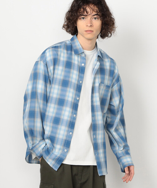 Purple&Yellow（パープルアンドイエロー）の「オンブレーチェックシャツ（シャツ/ブラウス・メンズ・ブラック/サックスブルー・SMALL/MEDIUM/LARGE）」の12枚目の写真