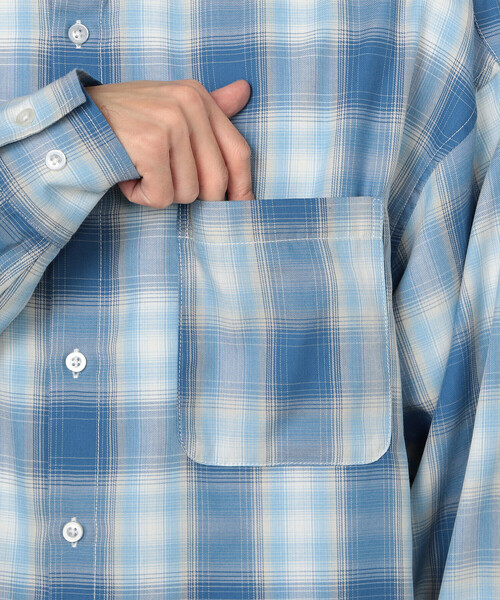 Purple&Yellow（パープルアンドイエロー）の「オンブレーチェックシャツ（シャツ/ブラウス・メンズ・ブラック/サックスブルー・SMALL/MEDIUM/LARGE）」の18枚目の写真