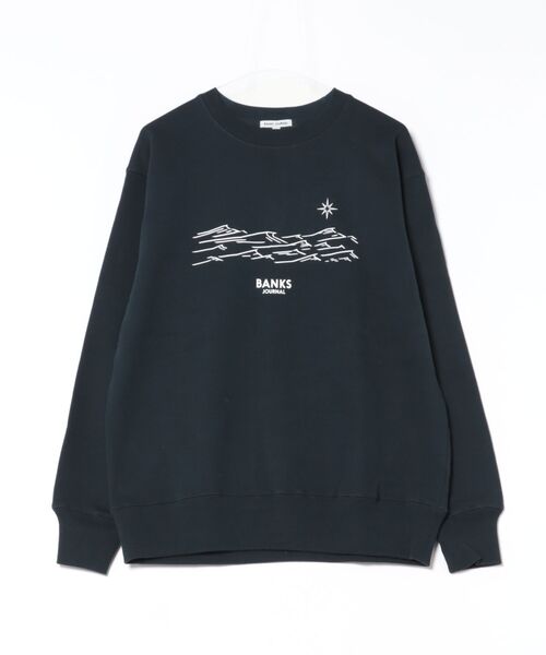 BANKS(バンクス)の「CREW / BANKS JOURNAL(バンクスジャーナル)スタンダードシルエットプリント長袖クルーネックスウェットトレーナー(スウェット・メンズ・ネイビー/グレー系その他・X-LARGE/MEDIUM/LARGE)」の5枚目の写真