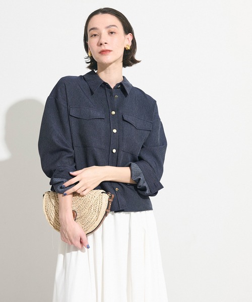 coca(coca)(コカ)の「デニムライクシャツ(シャツ/ブラウス・レディース・ブルー・L/M)」の9枚目の写真