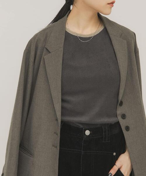 KBF（ケイビーエフ）の「バイカラーパイルタンク（タンクトップ・レディース・チャコールグレー/ブラウン/ベージュ・ONE）」の2枚目の写真