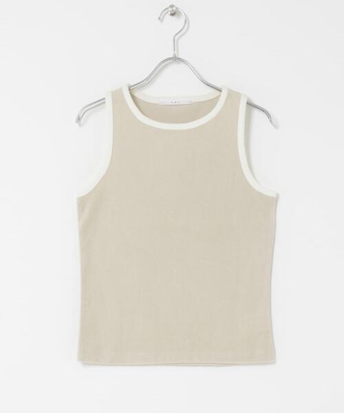 KBF（ケイビーエフ）の「バイカラーパイルタンク（タンクトップ・レディース・チャコールグレー/ブラウン/ベージュ・ONE）」の7枚目の写真