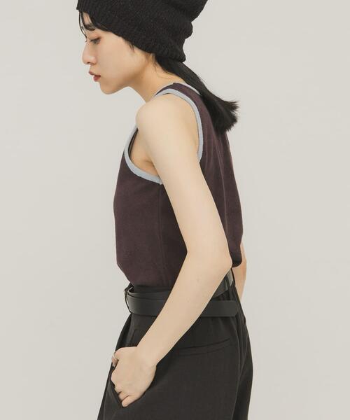 KBF（ケイビーエフ）の「バイカラーパイルタンク（タンクトップ・レディース・チャコールグレー/ブラウン/ベージュ・ONE）」の12枚目の写真
