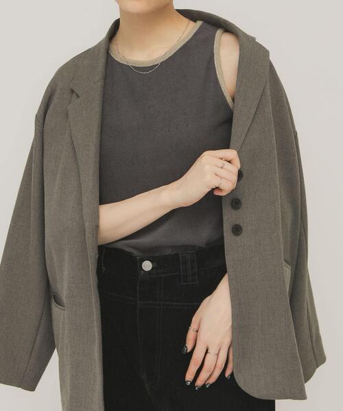 KBF（ケイビーエフ）の「バイカラーパイルタンク（タンクトップ・レディース・チャコールグレー/ブラウン/ベージュ・ONE）」の17枚目の写真