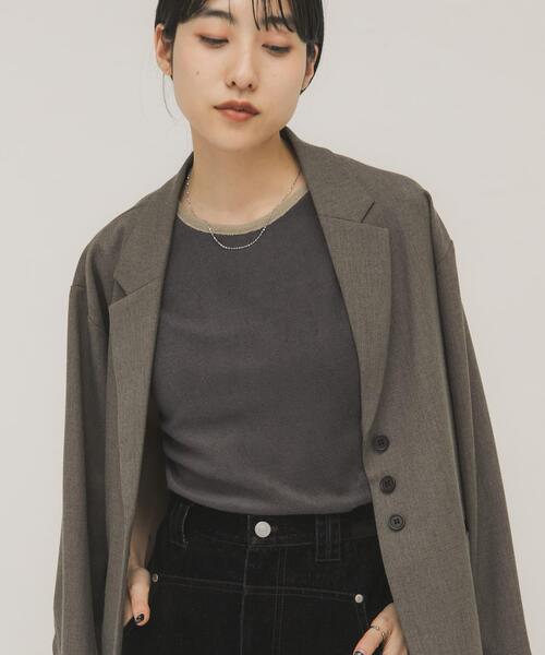 KBF（ケイビーエフ）の「バイカラーパイルタンク（タンクトップ・レディース・チャコールグレー/ブラウン/ベージュ・ONE）」の18枚目の写真