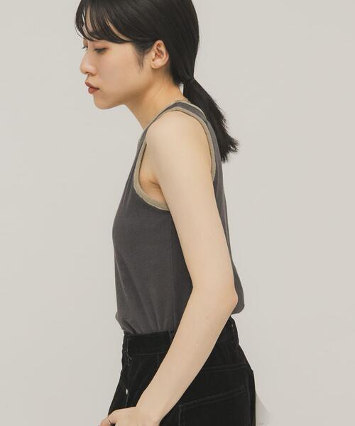 KBF（ケイビーエフ）の「バイカラーパイルタンク（タンクトップ・レディース・チャコールグレー/ブラウン/ベージュ・ONE）」の20枚目の写真