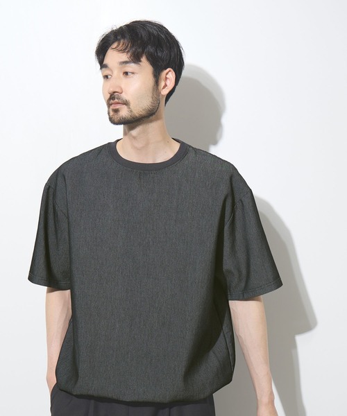 NAVY(ネイビー)の「【NAVY / ネイビー】UV 冷感 ブリーズデニム オーバーサイズTシャツ(Tシャツ/カットソー・メンズ・ホワイト/グレー/ブルー/サックスブルー・S/M/L/XL)」の3枚目の写真