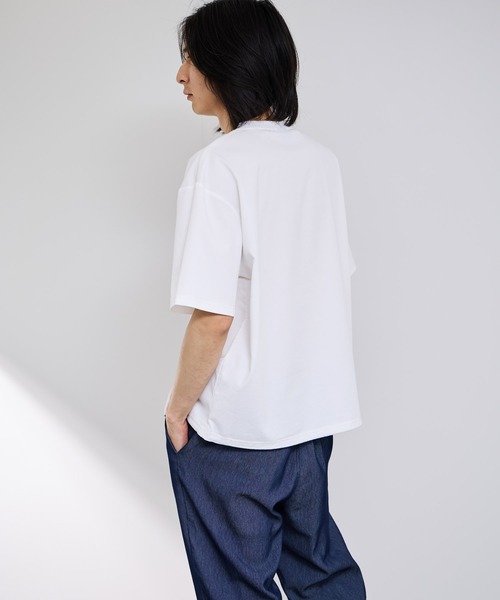 NAVY(ネイビー)の「【NAVY / ネイビー】UV 冷感 ブリーズデニム オーバーサイズTシャツ(Tシャツ/カットソー・メンズ・ホワイト/グレー/ブルー/サックスブルー・S/M/L/XL)」の9枚目の写真