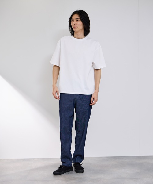 NAVY(ネイビー)の「【NAVY / ネイビー】UV 冷感 ブリーズデニム オーバーサイズTシャツ(Tシャツ/カットソー・メンズ・ホワイト/グレー/ブルー/サックスブルー・S/M/L/XL)」の10枚目の写真