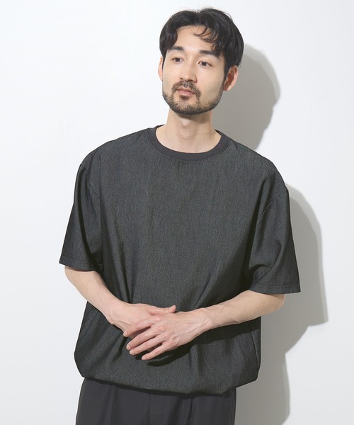 NAVY(ネイビー)の「【NAVY / ネイビー】UV 冷感 ブリーズデニム オーバーサイズTシャツ(Tシャツ/カットソー・メンズ・ホワイト/グレー/ブルー/サックスブルー・S/M/L/XL)」の17枚目の写真
