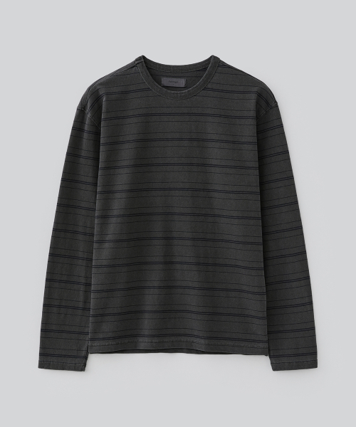 FABREGAT(ファブレガ)の「イーブンピグダイングストライプロングスリーブ(チャコール)(Tシャツ/カットソー・レディース・その他・2/3)」の1枚目の写真