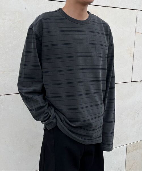 FABREGAT(ファブレガ)の「イーブンピグダイングストライプロングスリーブ(チャコール)(Tシャツ/カットソー・レディース・その他・2/3)」の2枚目の写真