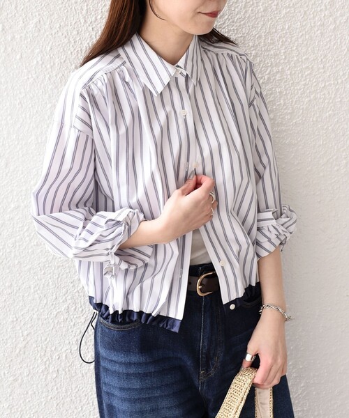 SHIPS Colors(シップス カラーズ)の「SHIPS Colors:〈洗濯機可能〉TC ストライプ シャツ ブルゾン2◇(シャツ/ブラウス・レディース・オフホワイト/ライトブルー/ラベンダー・ONE SIZE)」の8枚目の写真