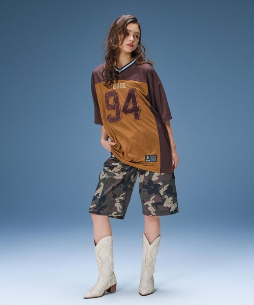 X-girl（エックスガール）の「FADED FACE LABEL EASY SHORTS（その他パンツ・レディース・ブラック/カモフラージュ/ベージュ・S/M）」の6枚目の写真