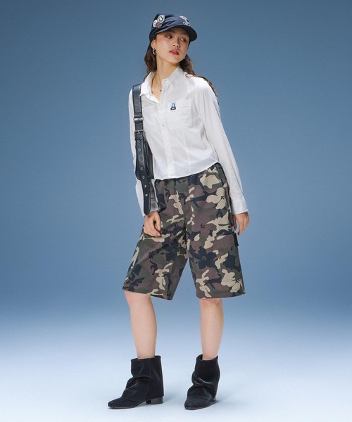 X-girl（エックスガール）の「FADED FACE LABEL EASY SHORTS（その他パンツ・レディース・ブラック/カモフラージュ/ベージュ・S/M）」の7枚目の写真